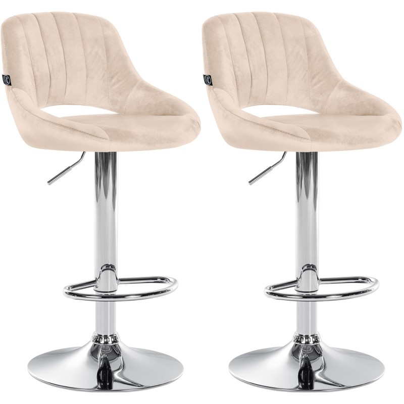 Juego de 2 taburetes de bar Milet de terciopelo C crema