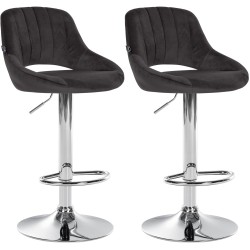 Juego de 2 taburetes de bar Milet en terciopelo negro C