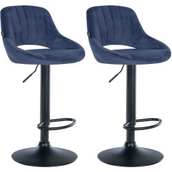 Juego de 2 taburetes de bar Milet de terciopelo B azul