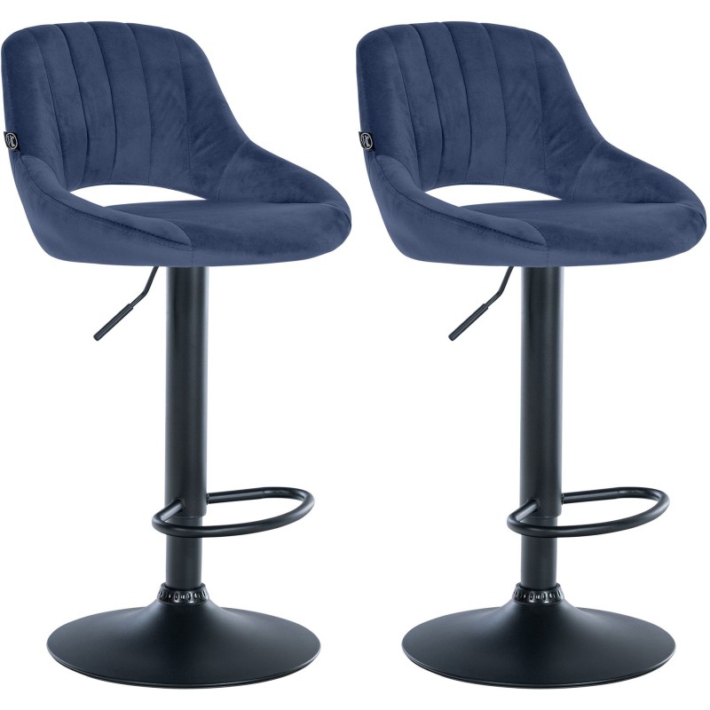 Juego de 2 taburetes de bar Milet de terciopelo B azul