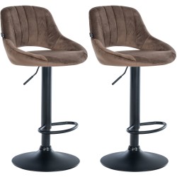 Juego de 2 taburetes de bar Milet en terciopelo marrón B