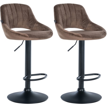 Juego de 2 taburetes de bar Milet en terciopelo marrón B