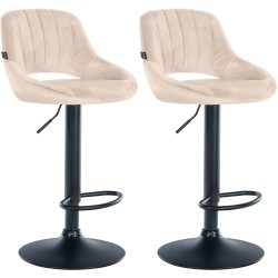 Juego de 2 taburetes de bar Milet de terciopelo B crema