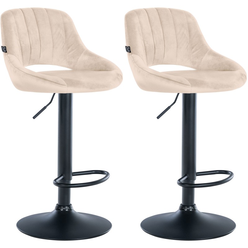 Juego de 2 taburetes de bar Milet de terciopelo B crema