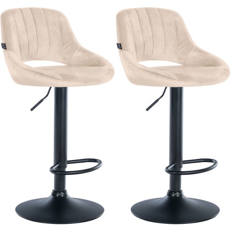 Juego de 2 taburetes de bar Milet de terciopelo B crema