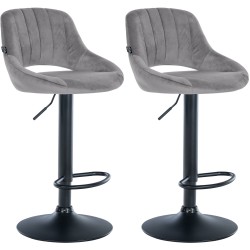 Juego de 2 taburetes de bar Milet, terciopelo gris oscuro B