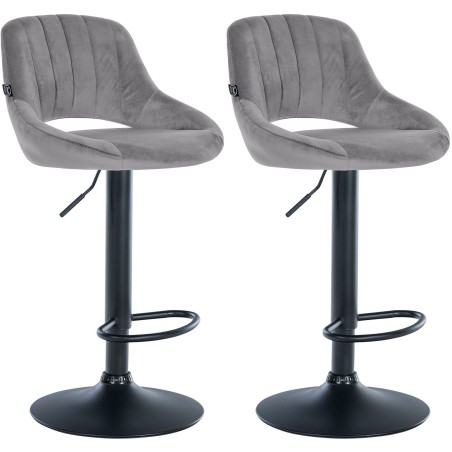Juego de 2 taburetes de bar Milet, terciopelo gris oscuro B