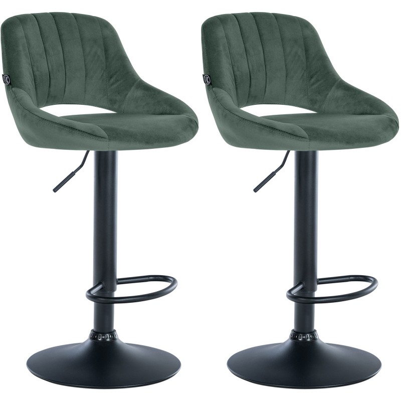 Juego de 2 taburetes de bar Milet en terciopelo verde B