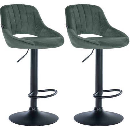 Juego de 2 taburetes de bar Milet en terciopelo verde B