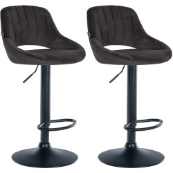 Juego de 2 taburetes de bar Milet en terciopelo negro B