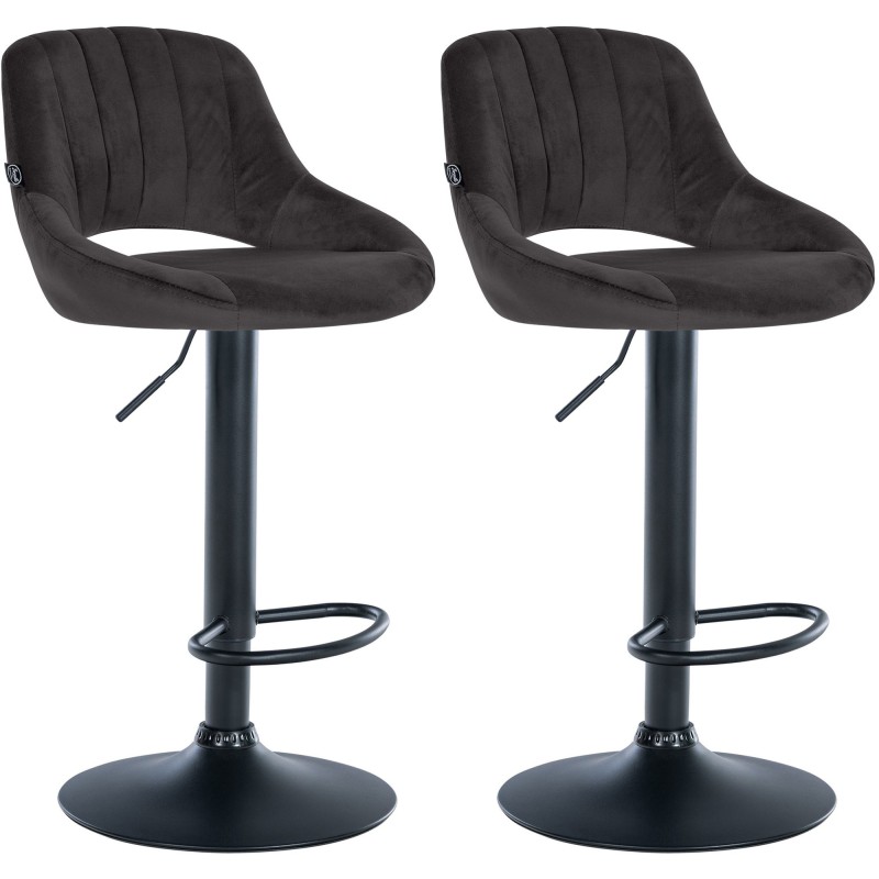 Juego de 2 taburetes de bar Milet en terciopelo negro B