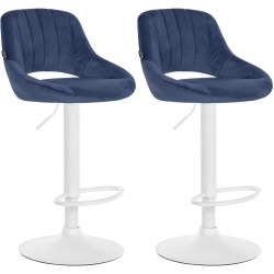 Juego de 2 taburetes de bar Milet de terciopelo azul W