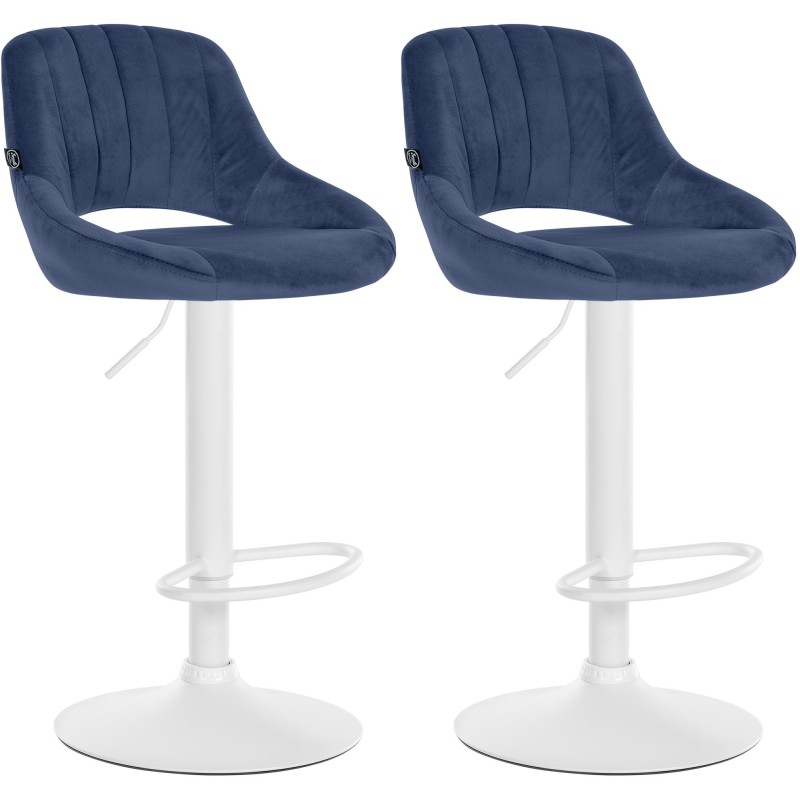 Juego de 2 taburetes de bar Milet de terciopelo azul W