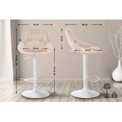 Juego de 2 taburetes de bar Milet de terciopelo con acabado crema