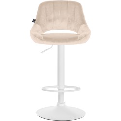Juego de 2 taburetes de bar Milet de terciopelo con acabado crema