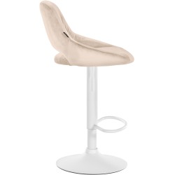 Juego de 2 taburetes de bar Milet de terciopelo con acabado crema