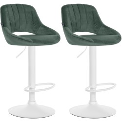 Juego de 2 taburetes de bar Milet de terciopelo verde