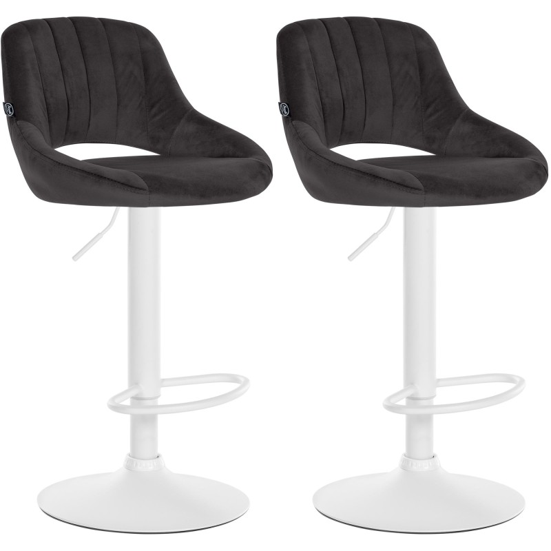 Juego de 2 taburetes de bar Milet en terciopelo negro W