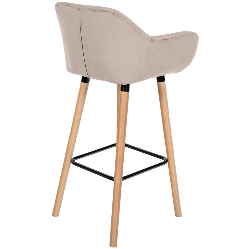 Taburete de bar de terciopelo color crema Grant