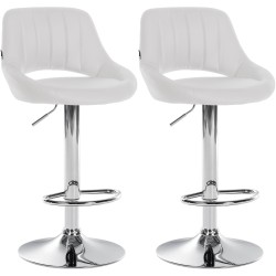 Juego de 2 taburetes de bar Milet en piel sintética blanca C