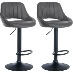 Juego de 2 taburetes de bar Milet de piel sintética B gris