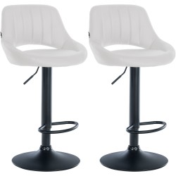 Juego de 2 taburetes de bar Milet en piel sintética blanca B