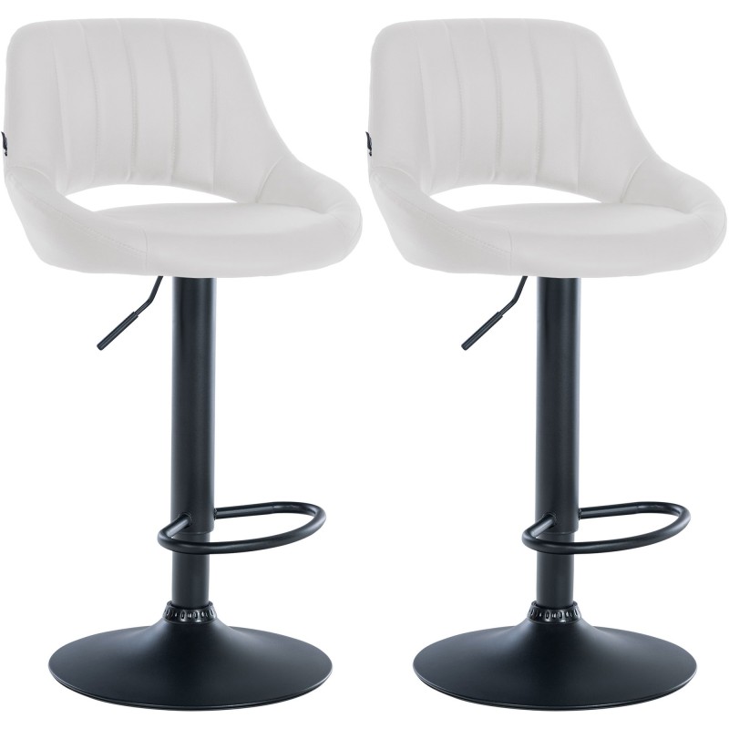 Juego de 2 taburetes de bar Milet en piel sintética blanca B