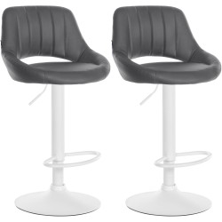 Juego de 2 taburetes de bar Milet de piel sintética en gris