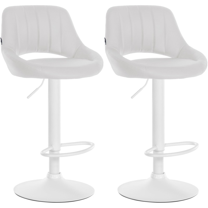 Juego de 2 taburetes de bar Milet de piel sintética con patas blancas
