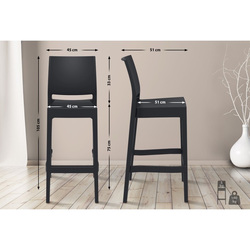 Juego de 4 taburetes de bar Maya negros