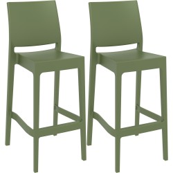Juego de 2 taburetes de bar color olivo Maya