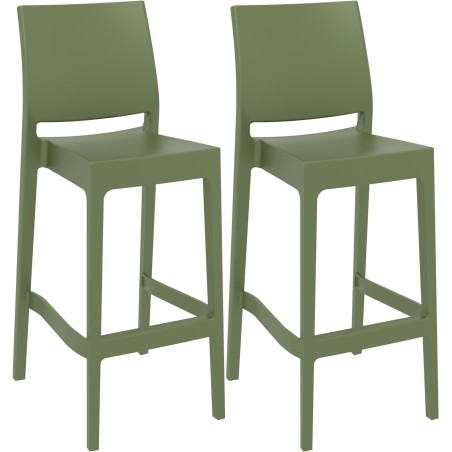 Juego de 2 taburetes de bar color olivo Maya