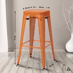 Juego de 4 taburetes de bar Fletcher color naranja