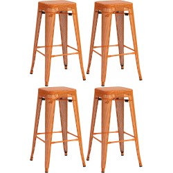 Juego de 4 taburetes de bar Fletcher color naranja