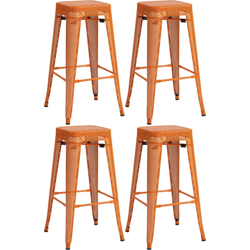 Juego de 4 taburetes de bar Fletcher color naranja