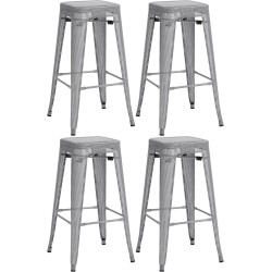 Juego de 4 taburetes de bar Fletcher plateados