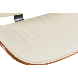 Taburete de bar Clawson, piel sintética, cromado, nogal/crema