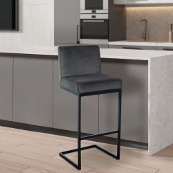 Taburete de bar Hopewell Velvet B Gris oscuro