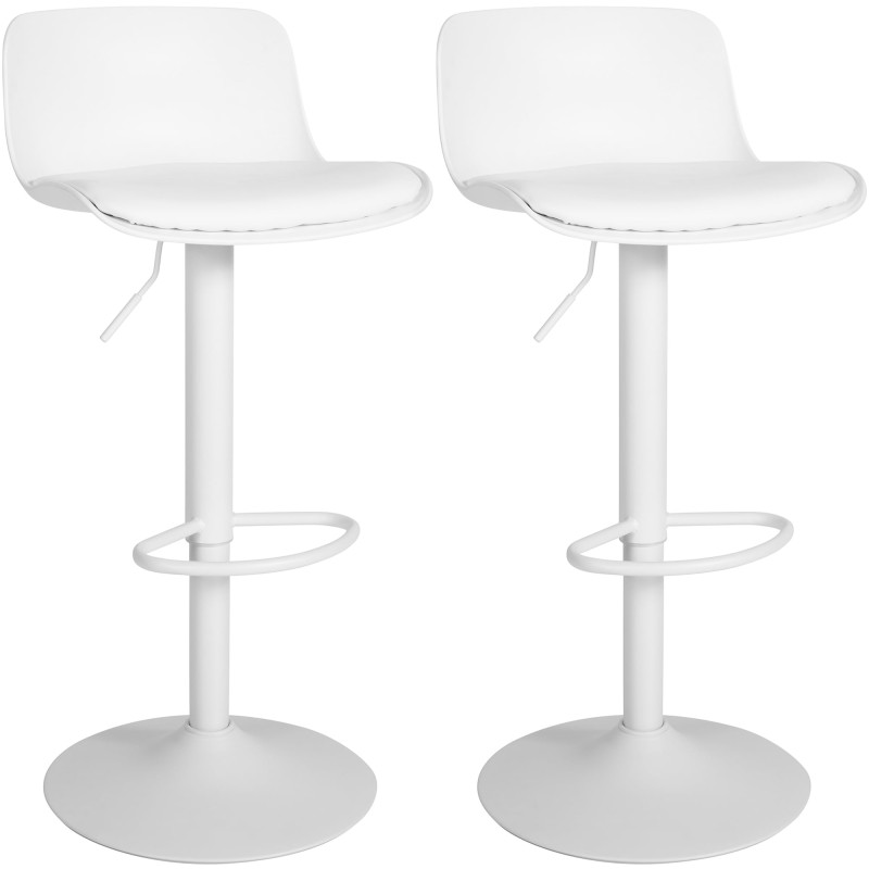 Juego de 2 taburetes de bar Almada, polipiel blanca