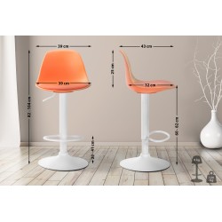 Taburete de bar Kiel en piel sintética blanca y naranja
