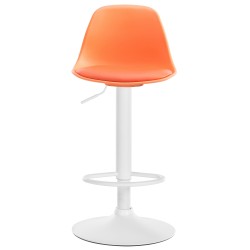 Taburete de bar Kiel en piel sintética blanca y naranja