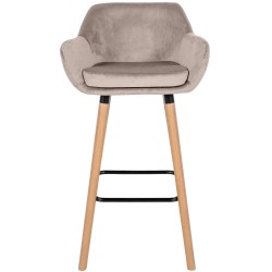 Juego de 2 taburetes de bar Grant de terciopelo color crema