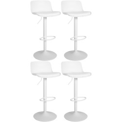 Juego de 4 taburetes de bar Almada, polipiel blanca