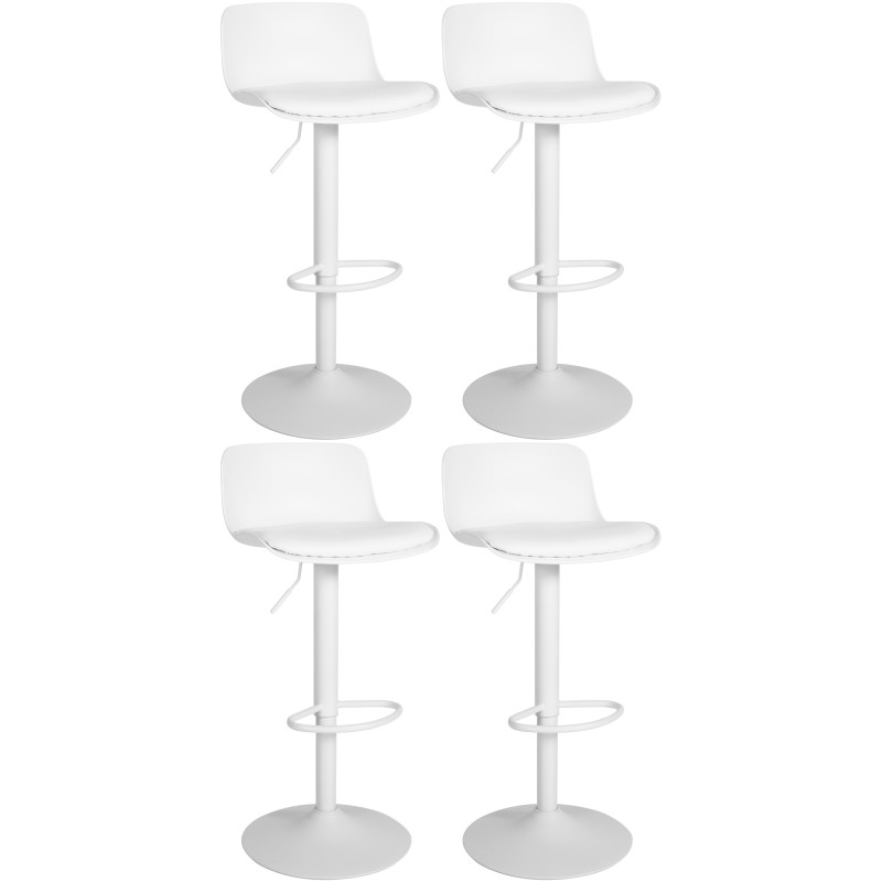 Juego de 4 taburetes de bar Almada, polipiel blanca