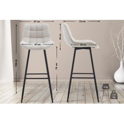 Juego de 2 taburetes de bar Dartford en tela color crema