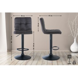 Juego de 2 taburetes de bar Perú en terciopelo negro
