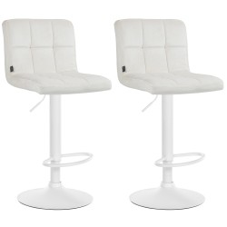 Juego de 2 taburetes de bar de terciopelo Perú en blanco y crema
