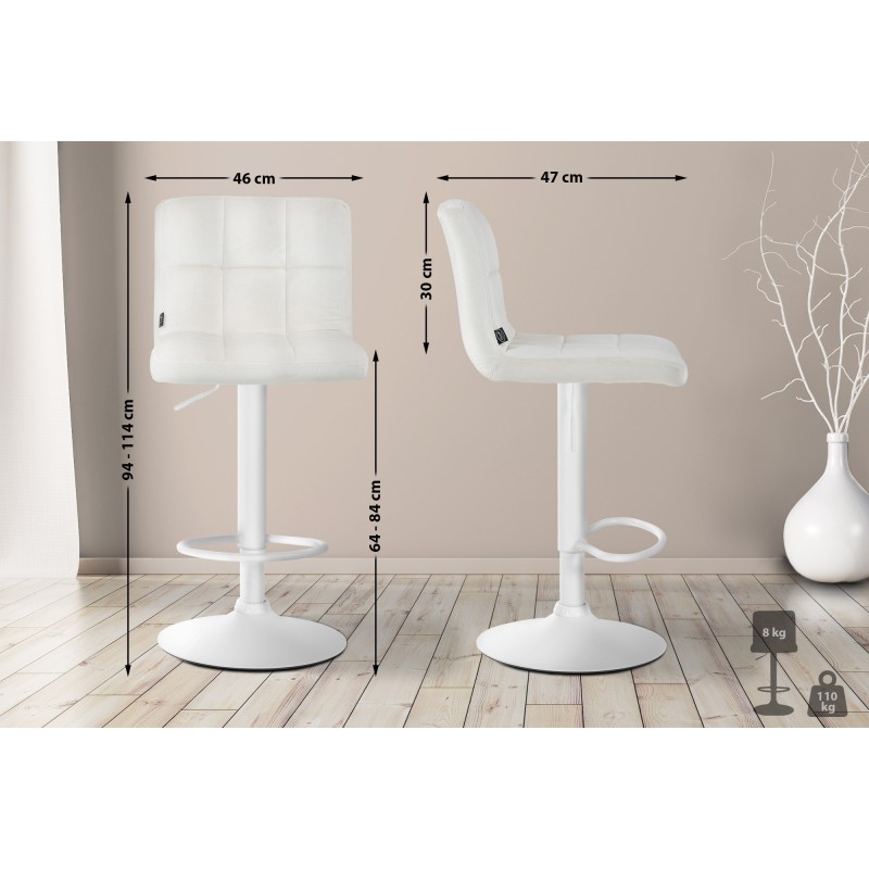 Juego de 2 taburetes de bar de terciopelo Perú en blanco y crema