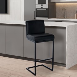 Taburete de bar Hopewell de piel sintética B negro