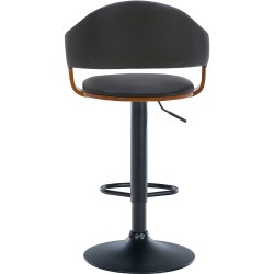 Juego de 2 taburetes de bar Nilse en piel sintética negra, nogal/negro